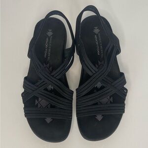 Skechers Reggae Slim Simply Stretch Women's Sandals Size 8 Color Black Slingback